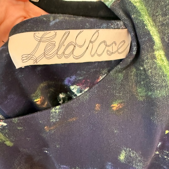 Lela Rose Claire Impressionist Abstract Brushstroke Print Boatneck Sheath Dress - Picture 5 of 8